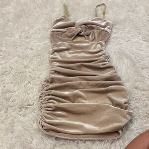 Katie J NYC Shimmering Tan Velvet Dress